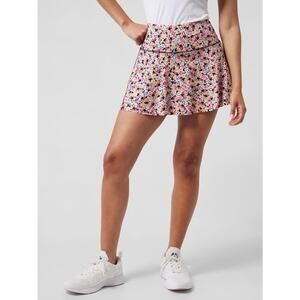 Athleta Ase Printed Tennis Skort 15.5" Womens XL Yellow Pink Skirt Shorts Logo